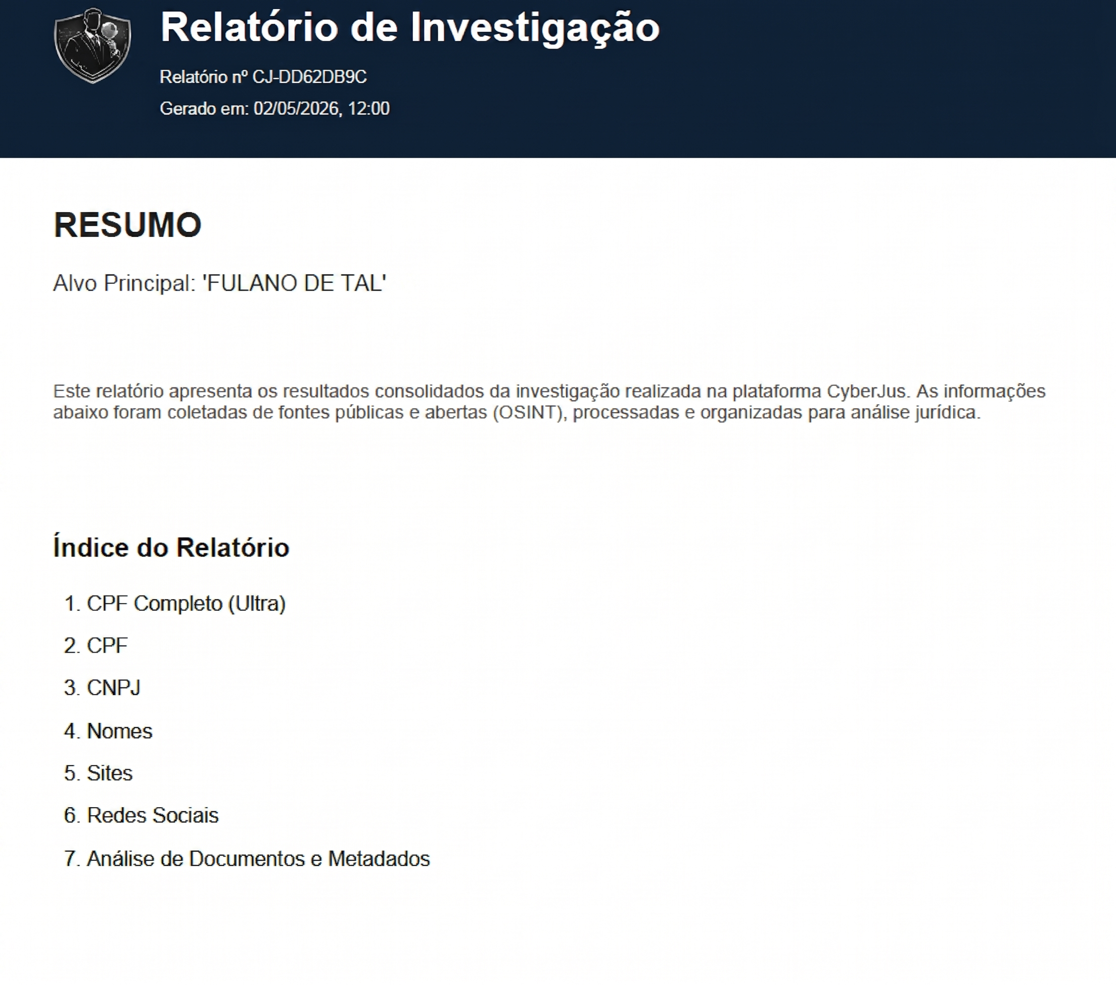Exemplo de Relatório CyberJus